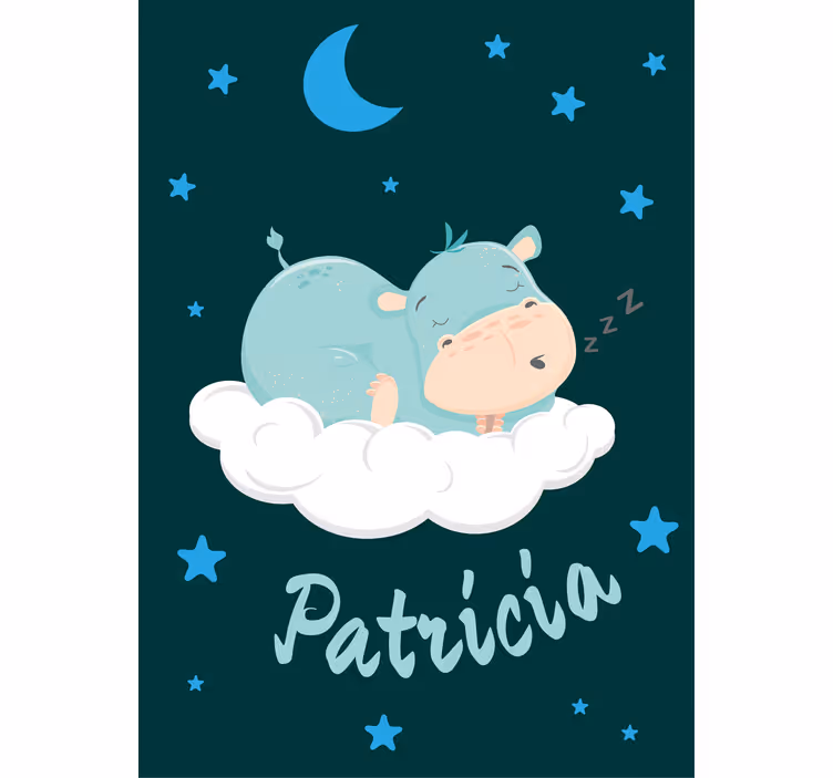 Estore de rolo quarto de bebé sonho de hipopótamo com nome - TenStickers