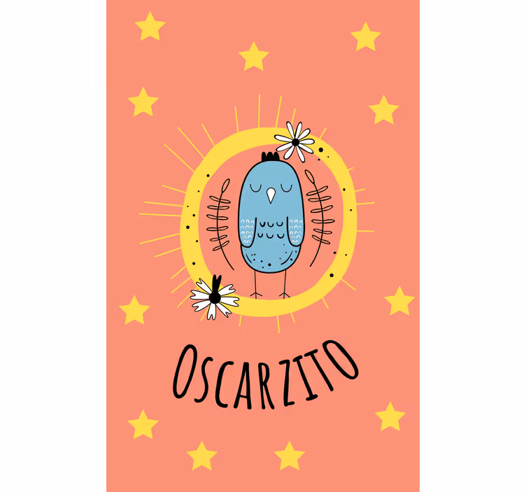 Estore de rolo infantil pássaro azul com nome - TenStickers