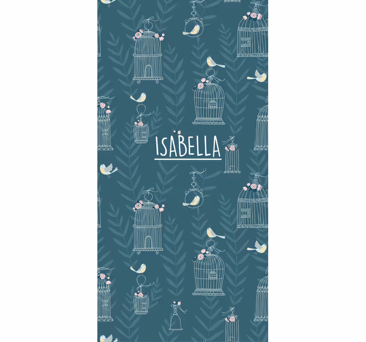 Estore de rolo infantil gaiolas azuis com nome - TenStickers