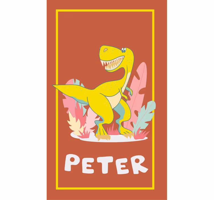 Estore de rolo dinossauros t-rex amarelo com nome - TenStickers