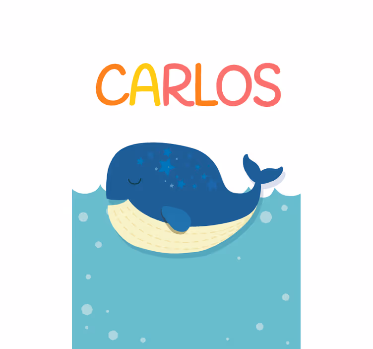 Estore de rolo infantil baleia dormindo com nome - TenStickers