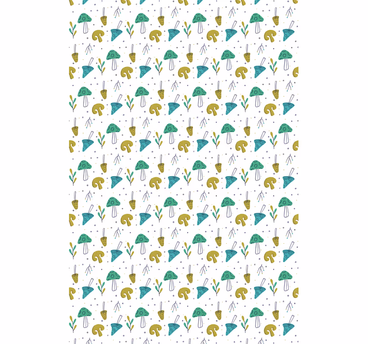 Cortina de cozinha com padrão de cogumelo em azul claro - TenStickers