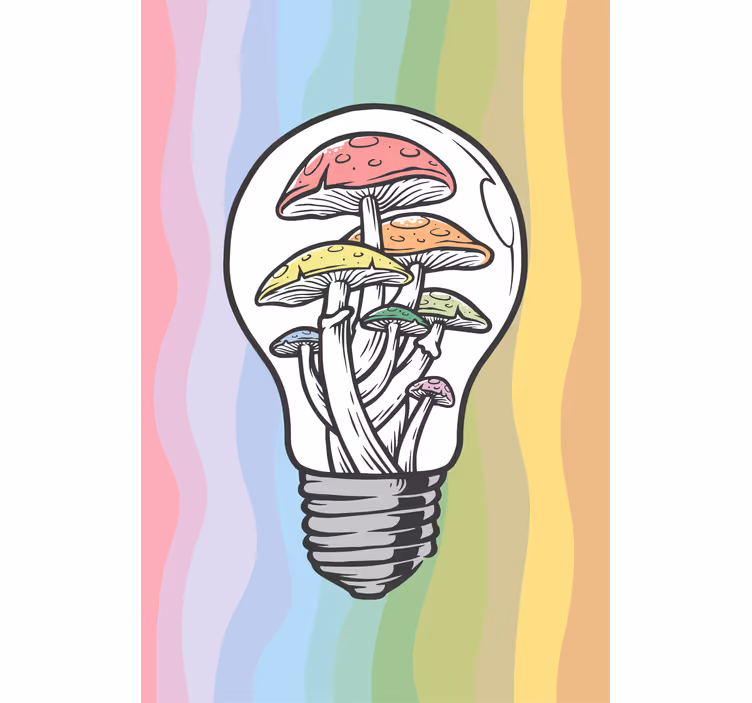 Estore de rolo flores e plantas arte de lâmpada de cogumelo - TenStickers