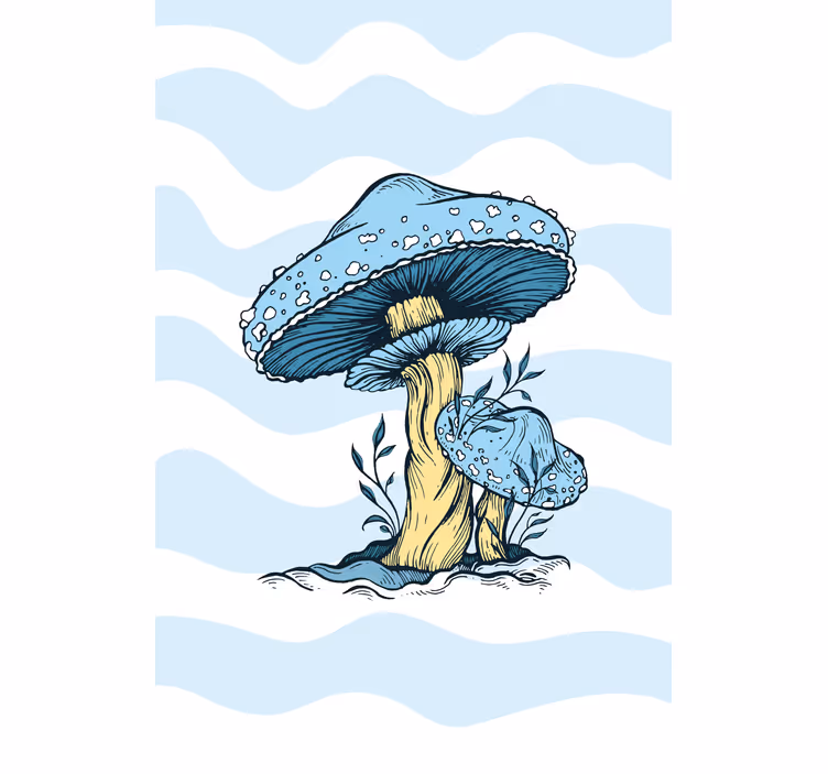Estore de rolo flores e plantas cogumelos azuis - TenStickers