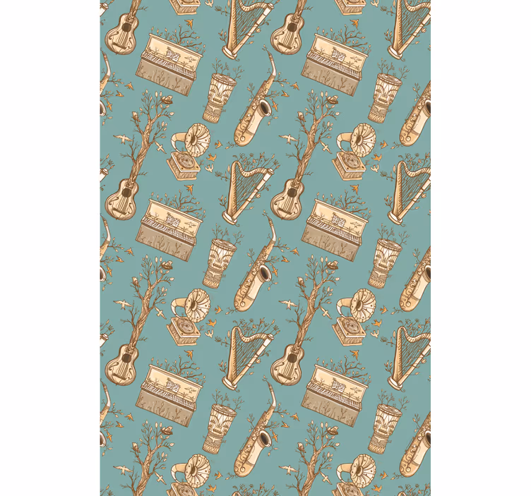 estor de sala de estar de instrumentos de música vintage - TenStickers