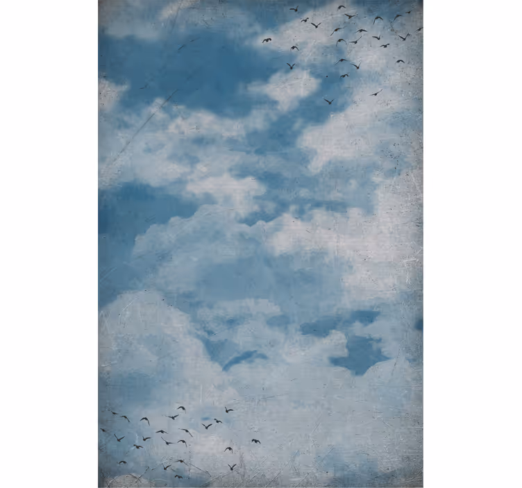 Estore de rolo de nuvens céu com pássaros - TenStickers