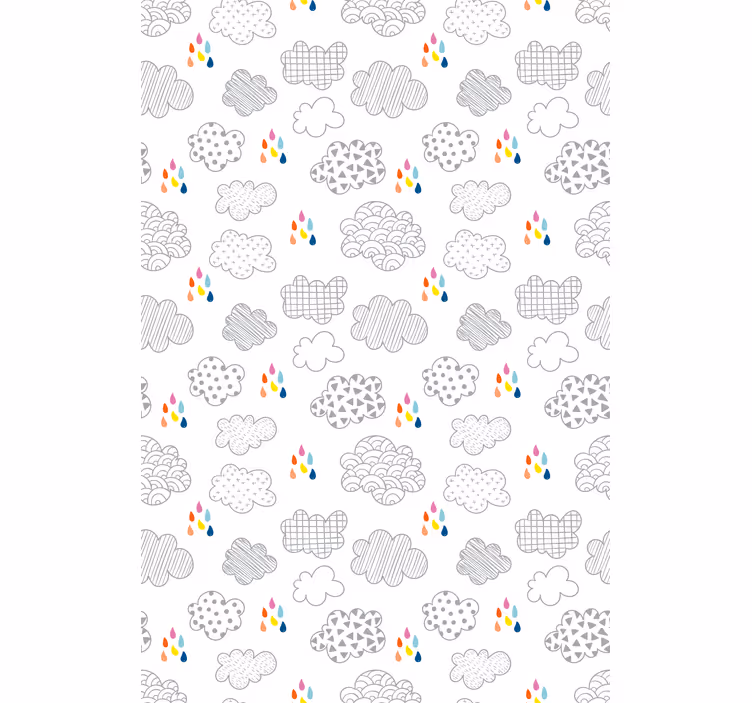 Nuvens brancas com pingos de chuva coloridos cegos - TenStickers
