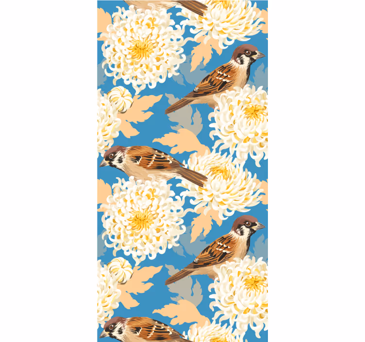 Estore de rolo animais variados flores coloridas e pardais - TenStickers