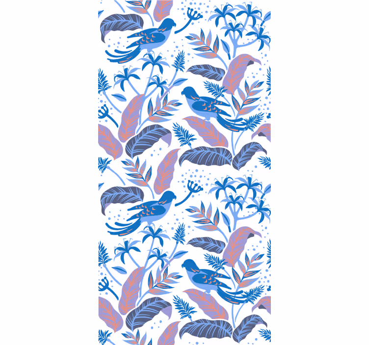 Estore de rolo flores e plantas pássaro tropical e folhagem - TenStickers