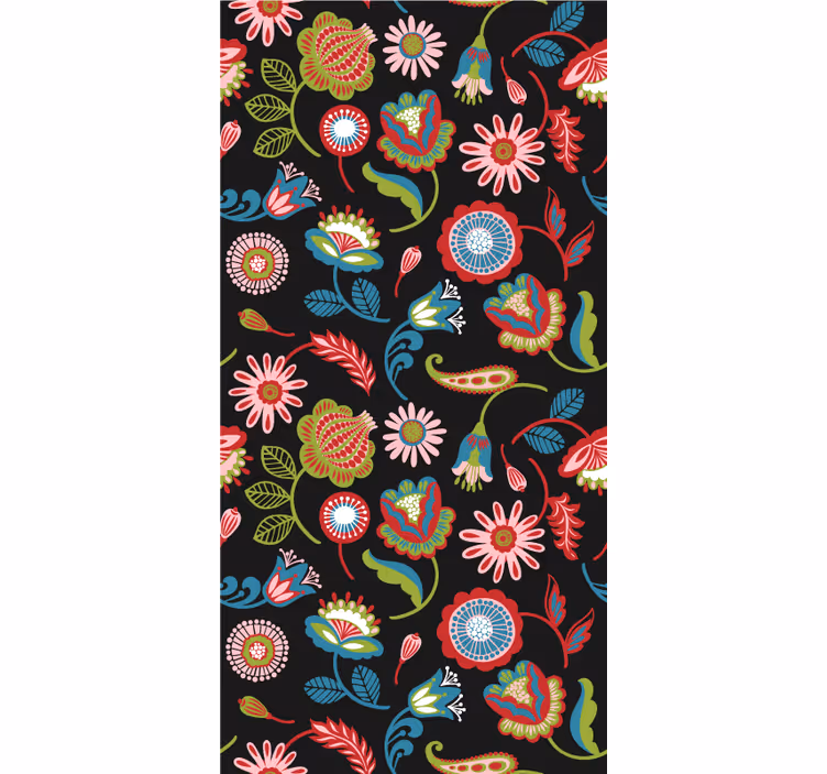 Estor de flor padrão folclórico colorido - TenStickers