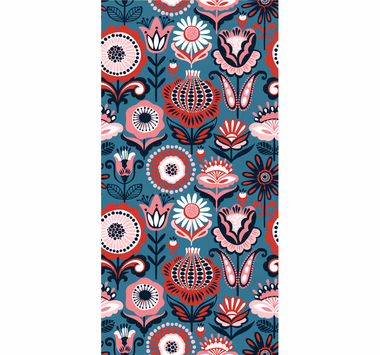Estore de rolo florais padrão folk retrô - TenStickers
