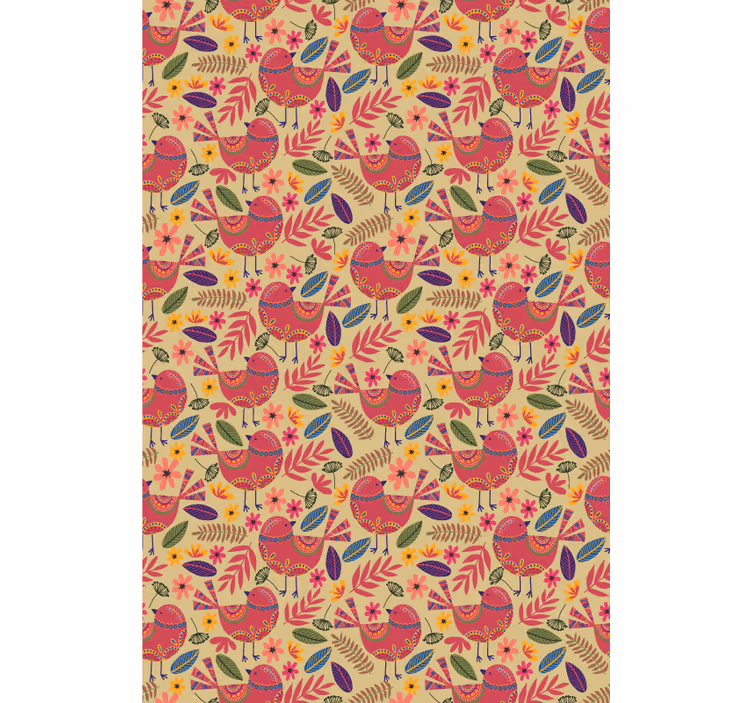 Pássaros coloridos arte folclórica padrão flor cego - TenStickers