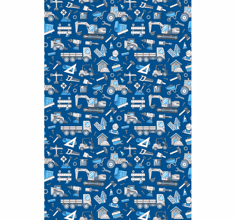 Escavadeiras brancas textura azul e padrão cego - TenStickers