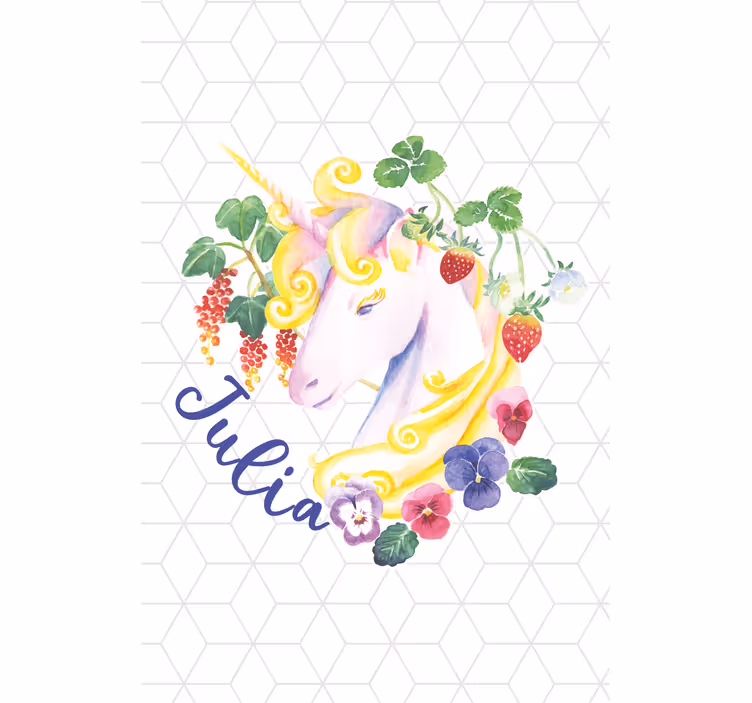 Cabeça de unicórnio sobre azulejos hexagonais crianças cegas - TenStickers