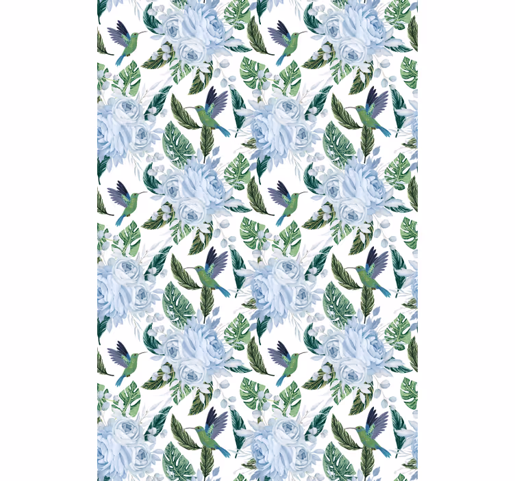 Estore de rolo flores e plantas beija-flores e rosas - TenStickers