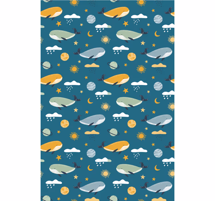 Estore de rolo infantil padrão de baleias - TenStickers