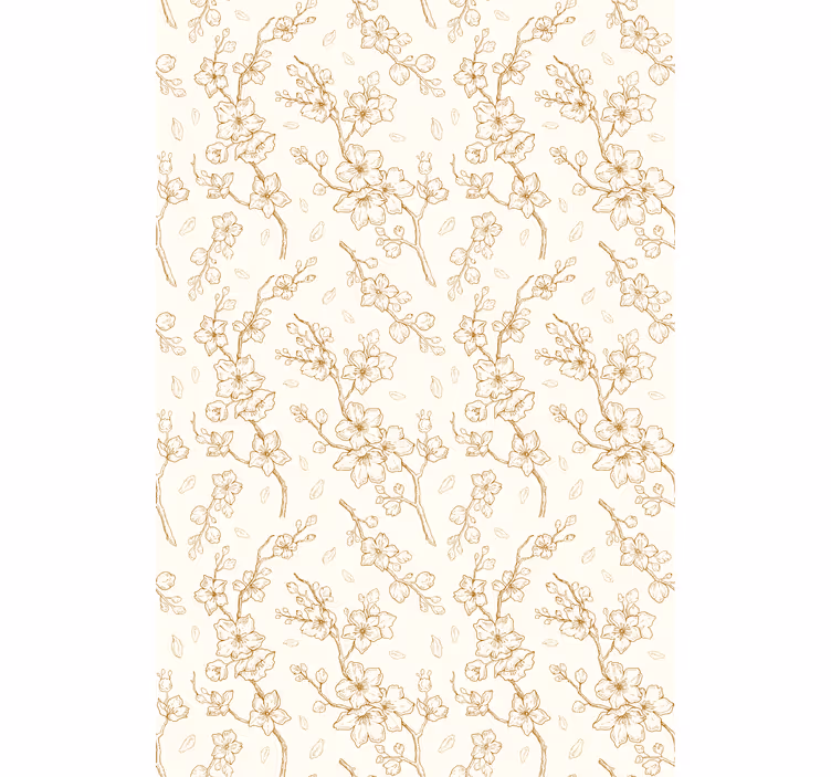 Estore de rolo flores e plantas padrão simples de flor bege - TenStickers