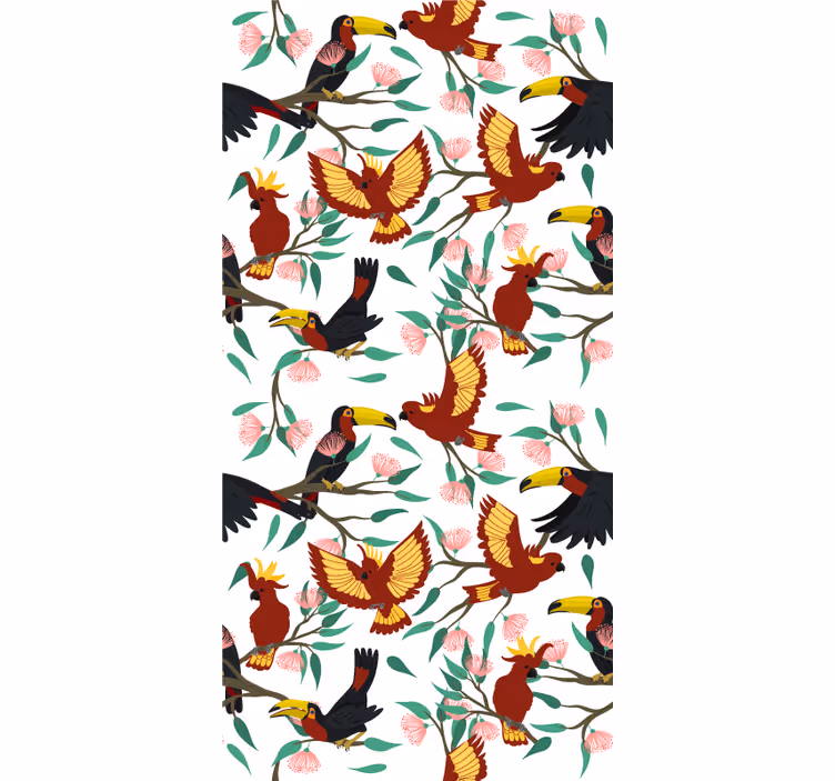 Estores de rolo de animais padrões de pássaros tropicais - TenStickers