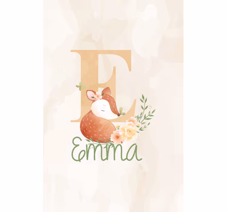 Estore de rolo infantil raposa com inicial e nome - TenStickers