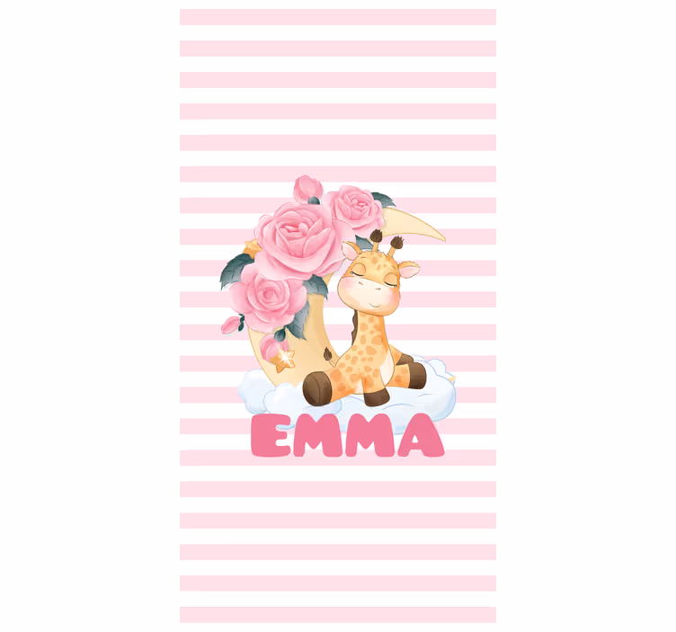Estore de rolo personalizável girafa com rosas - TenStickers