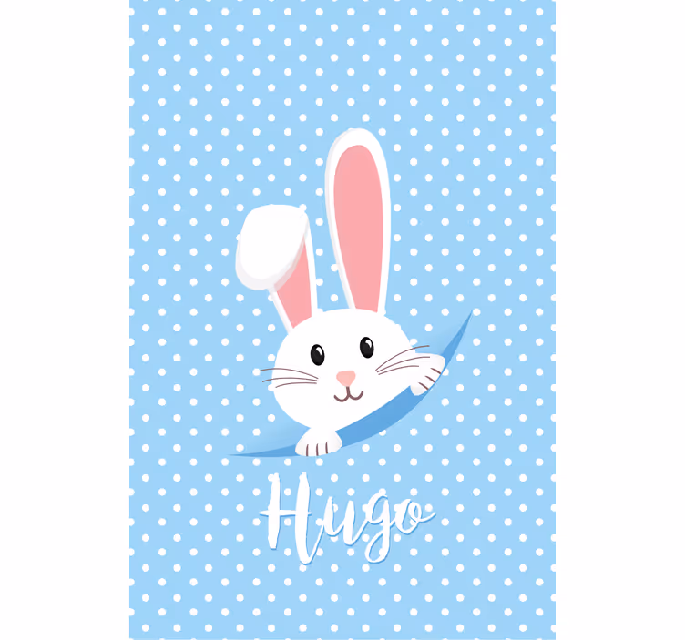 Estore de rolo quarto de bebé coelho branco com nome - TenStickers