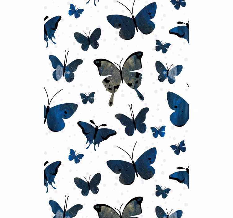 Estore de rolo borboleta inspiração de padrão azul e bege - TenStickers