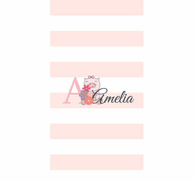 Estore de rolo quarto de bebé porquinho charmoso com nome - TenStickers