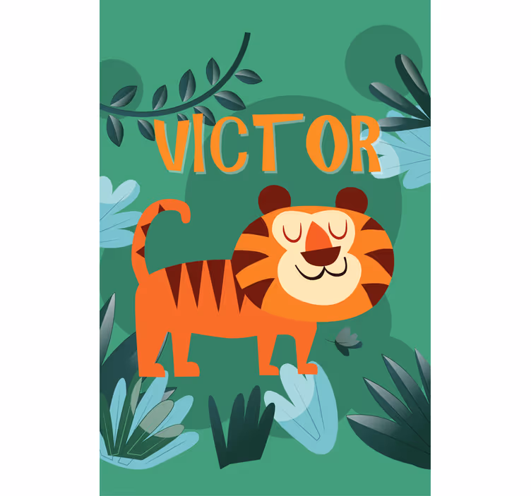 Estore de rolo infantil tigre feliz com nome - TenStickers