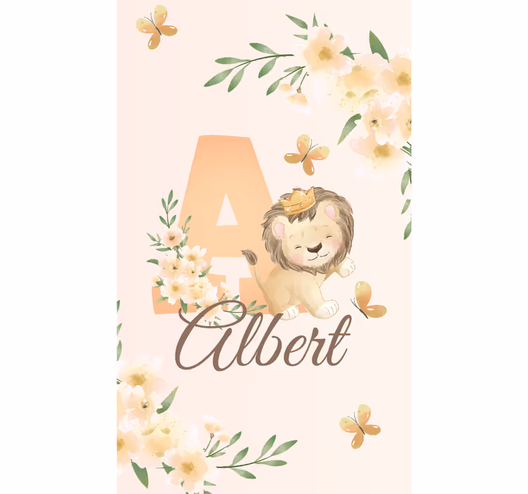 Estore de rolo infantil leãozinho com nome e inicial - TenStickers