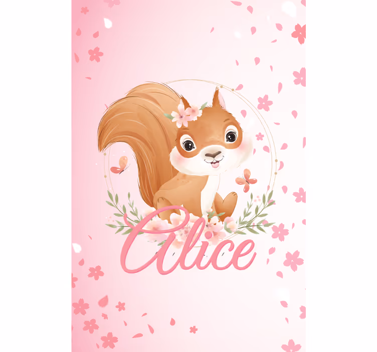 Estore de rolo infantil esquilo com nome - TenStickers