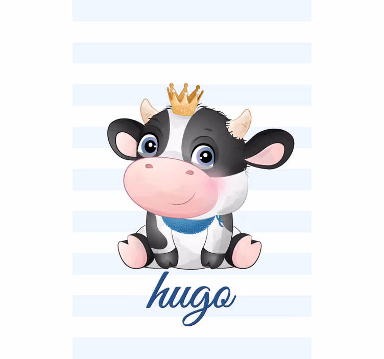 Estore de rolo infantil vaca coroada com nome - TenStickers