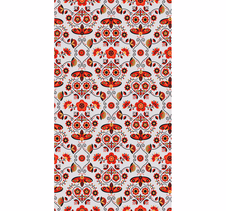 Estore de rolo florais padrão vermelho polonês - TenStickers