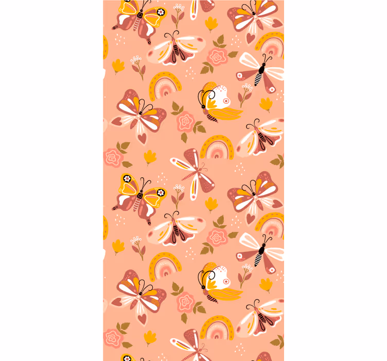 Estore de rolo borboleta padrão rosa esvoaçante - TenStickers