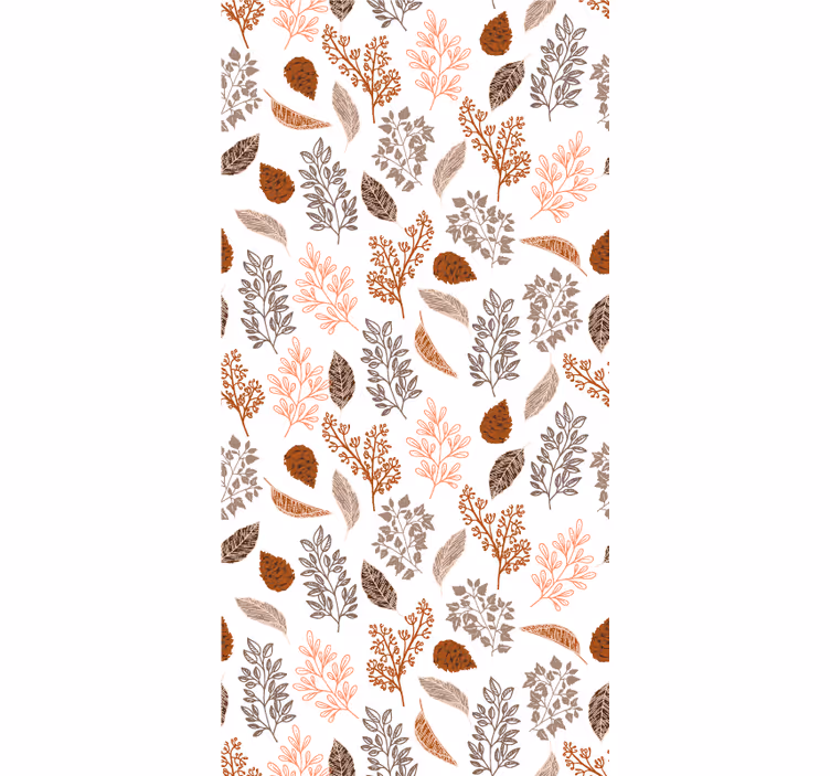 Estore de rolo flores e plantas padrão marrom de outono - TenStickers