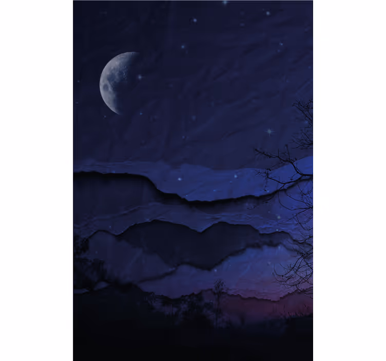 Paisagem noturna original com cego mestre da lua - TenStickers