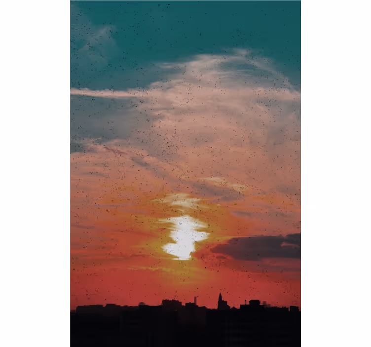 Estore de rolo de nuvens pôr do sol sobre a cidade - TenStickers