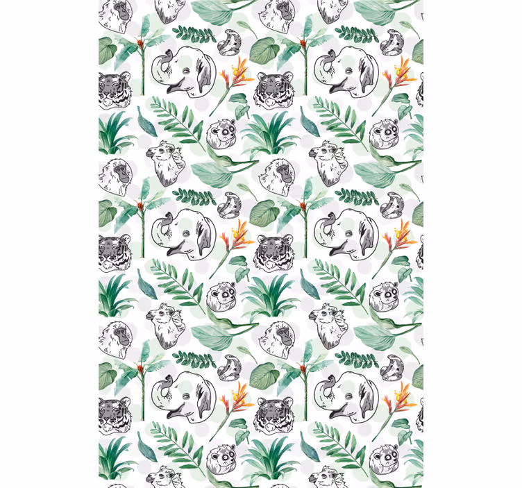 Estore de rolo infantil animais da selva verde - TenStickers