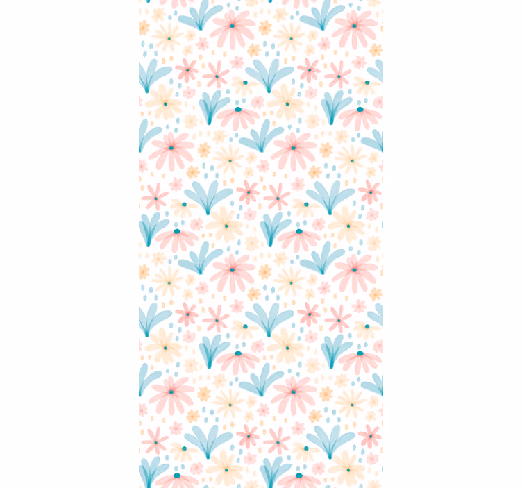 Estore de rolo flores e plantas padrão de margaridas florais - TenStickers