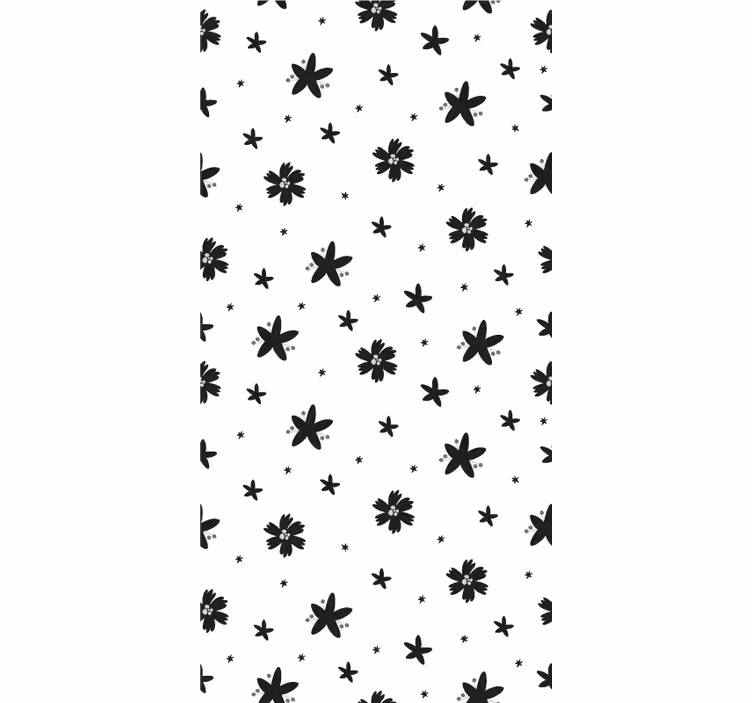 Estore de rolo florais design preto e branco - TenStickers