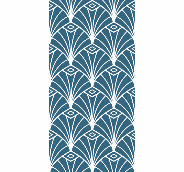 Cortina elegante com padrão "art deco" azul e branco - TenStickers