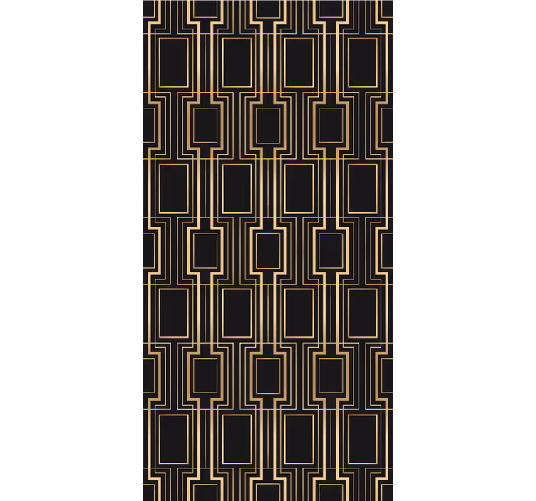 Cortina elegante com padrão deco dourado e preto - TenStickers