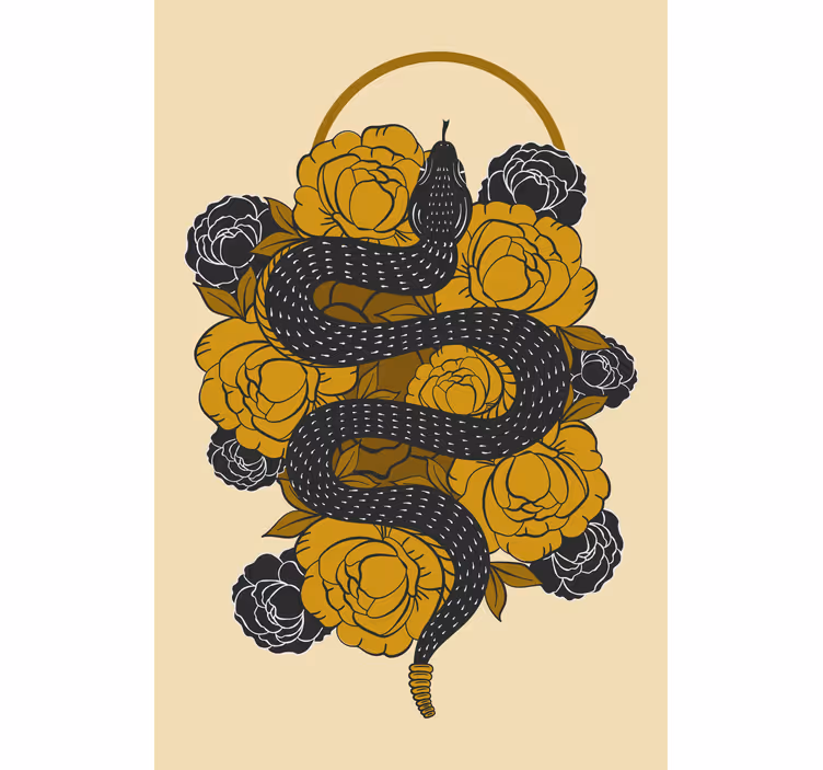 Estore de rolo animais variados cobra entre flores - TenStickers