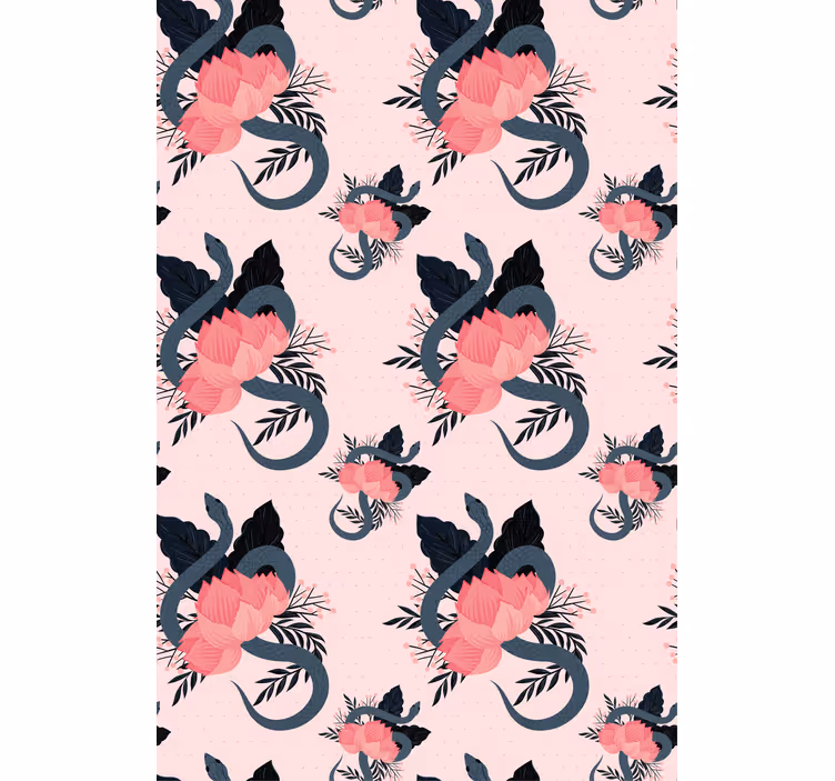 Estore de rolo flores e plantas design floral e de cobra - TenStickers
