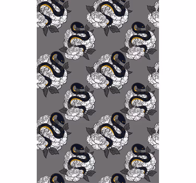 Estore de rolo animais variados padrão de cobra e flor - TenStickers