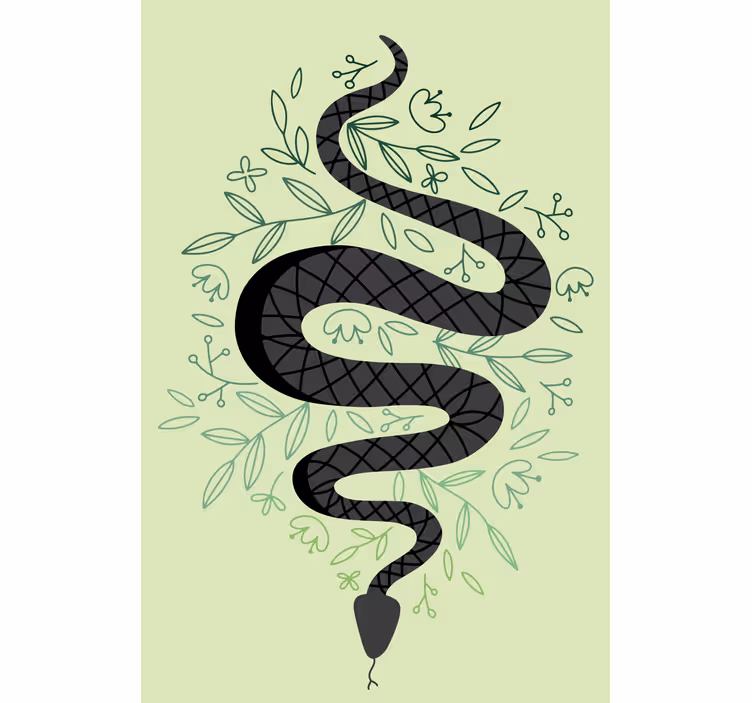 Estores de rolo de animais cobra com folhas - TenStickers