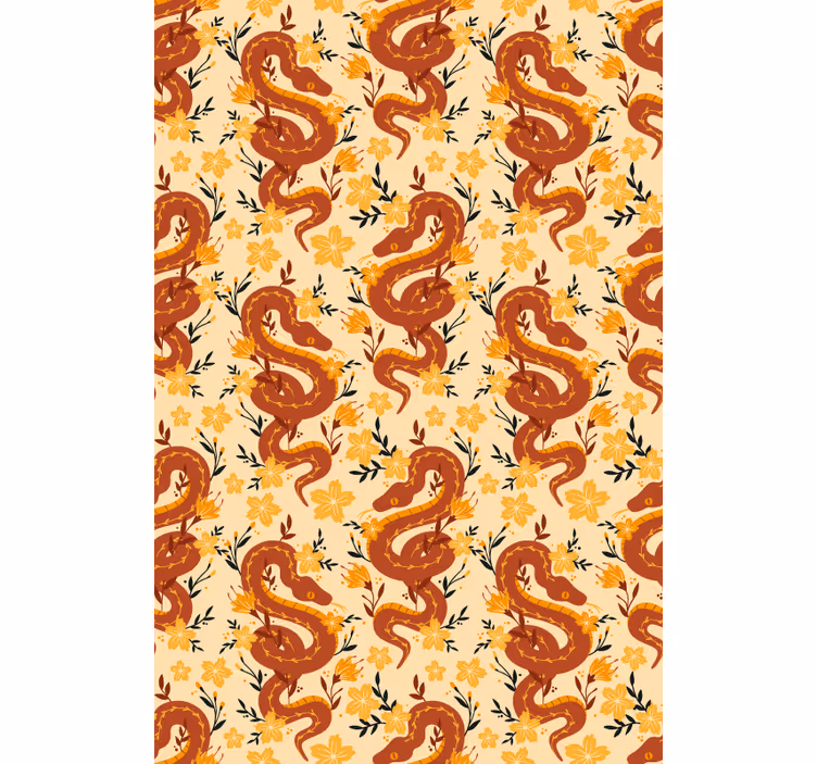 Estores de rolo de animais serpente com flores - TenStickers