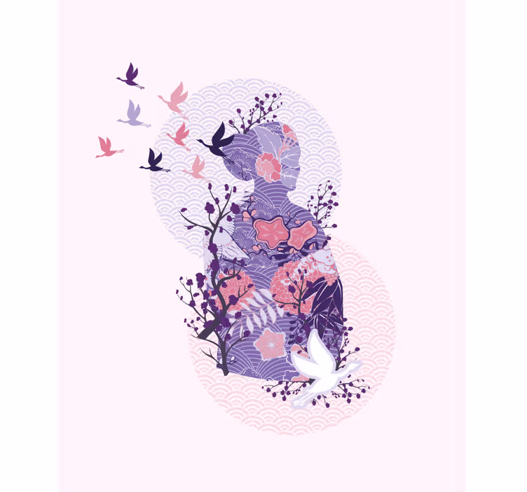 Estore de rolo flores e plantas arte de silhueta floral - TenStickers