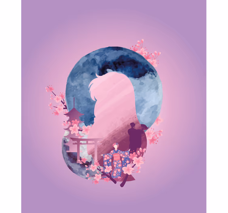 Estore de rolo romântico cena de flor silhuetada - TenStickers