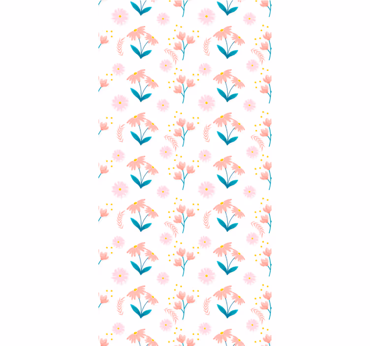 Estore de rolo flores e plantas padrão de equinácea rosa - TenStickers