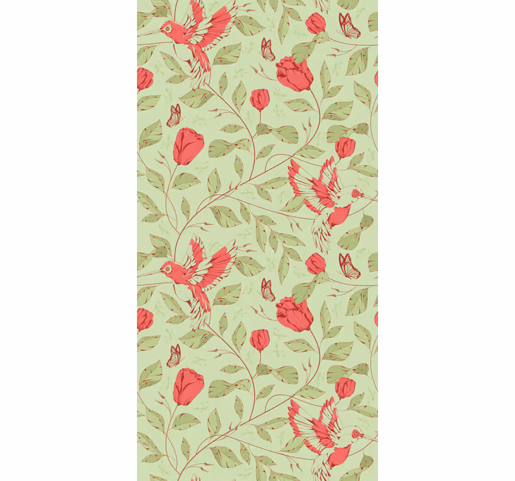 Estore de rolo flores e plantas beija-flores e flores - TenStickers